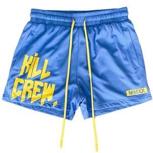 Kill Crew Athletic Shorts in Blue and Yellow